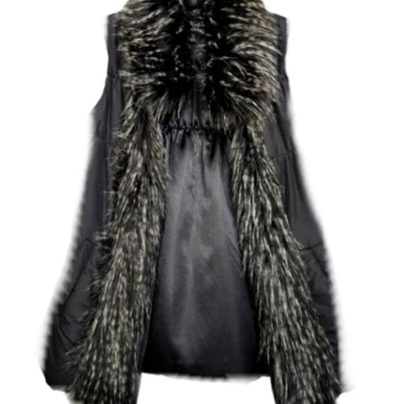 Outdoor Edition By Parkhurst Black Sleeveless Faux Fur Trimmed SMALL - Picture 4 of 7